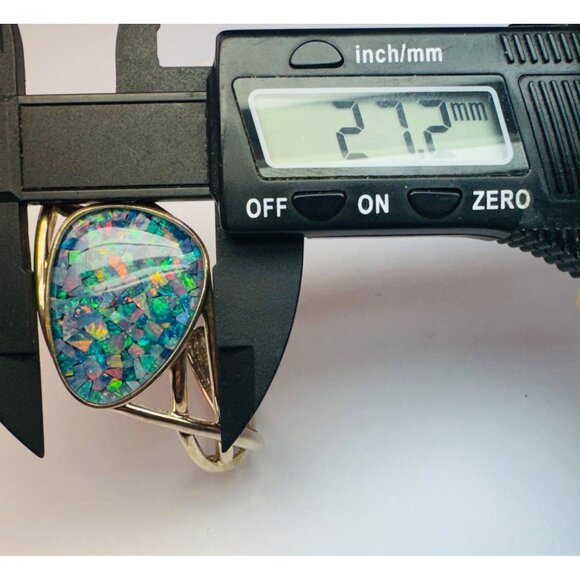 Vintage WK Whitney Kelly Sterling Silver Mosaic Opal Cuff Bracelet 925, 26.8g - Picture 8 of 9